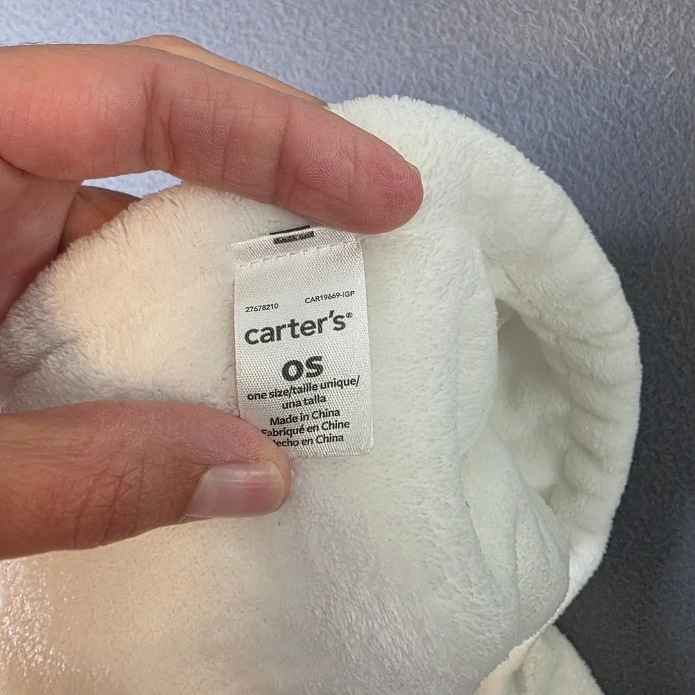 Carter's White Plush Gray Elephant Applique Plush Baby Blanket CAR19669-IGP